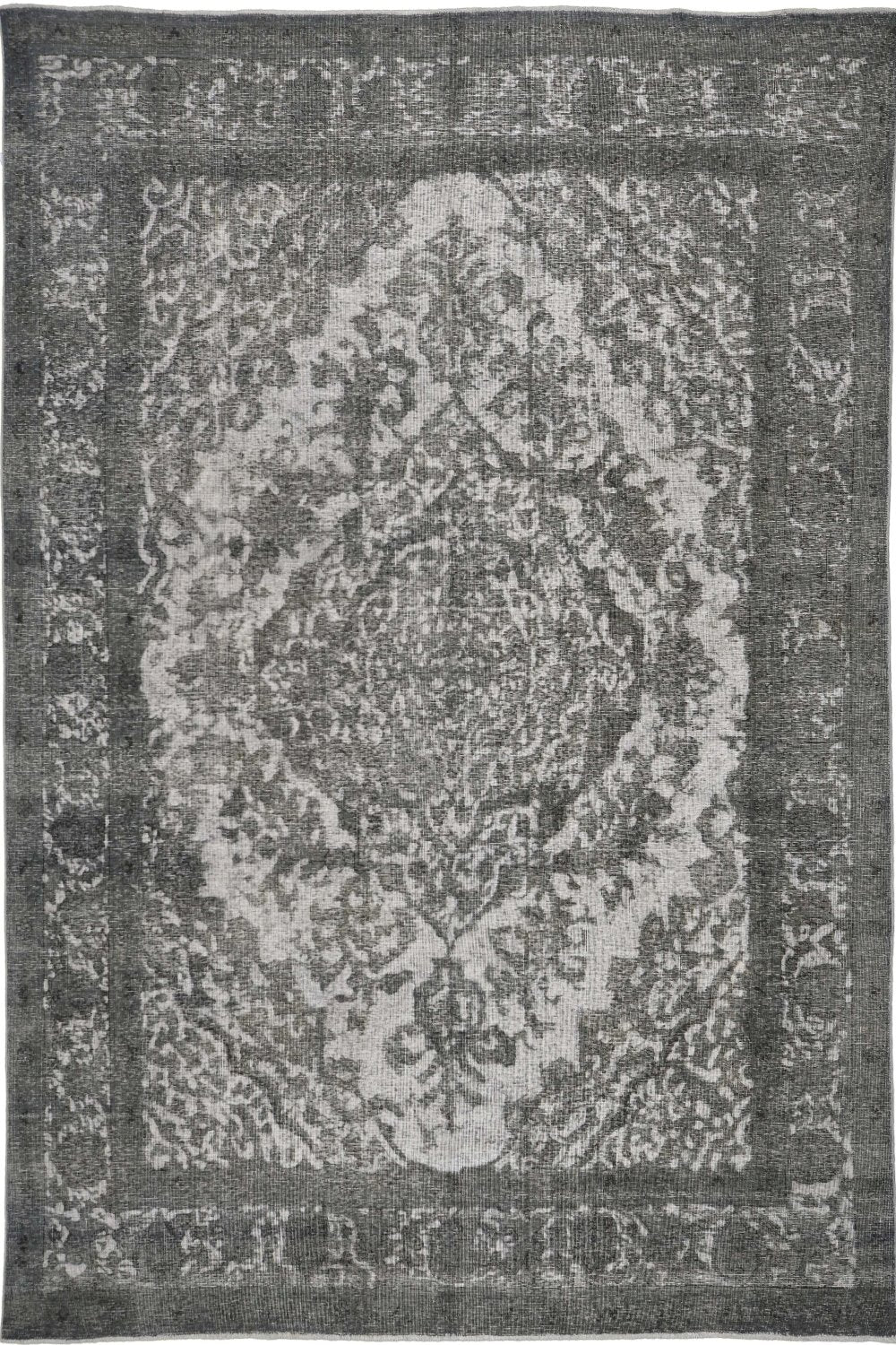 Distressed Vintage Overdyed Rug nin gray