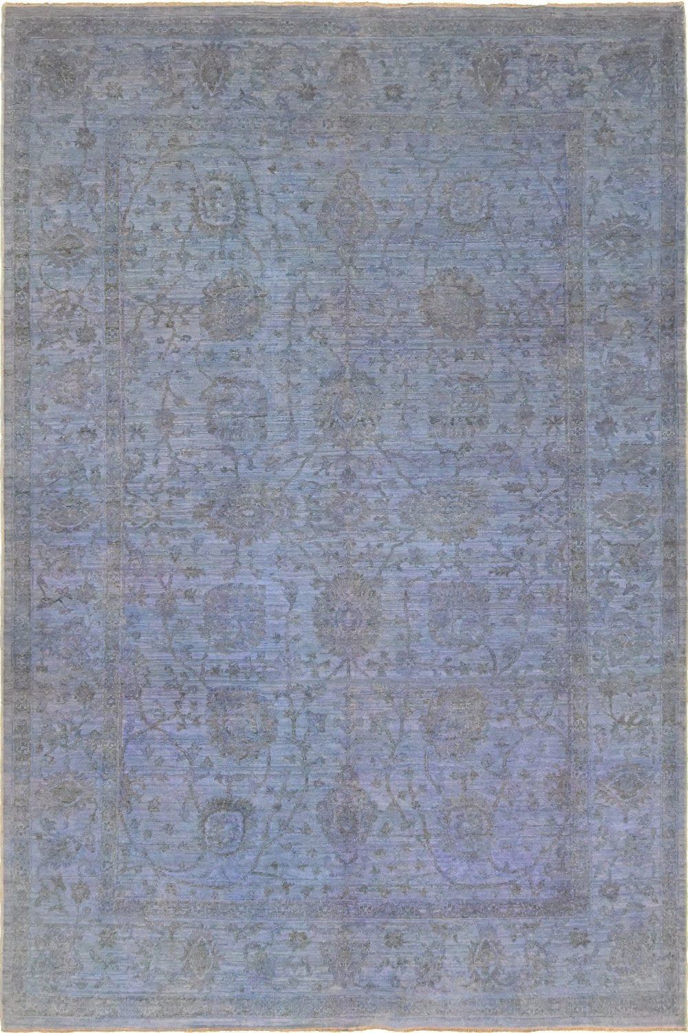 Hand Knotted Overdyed Area Rug in Blue