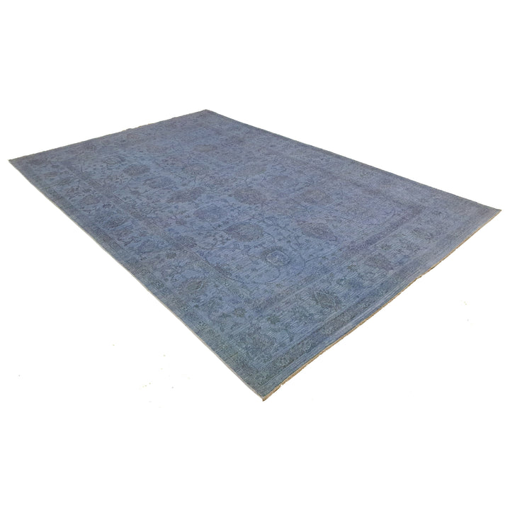 Hand Knotted Overdyed Area Rug in Blue