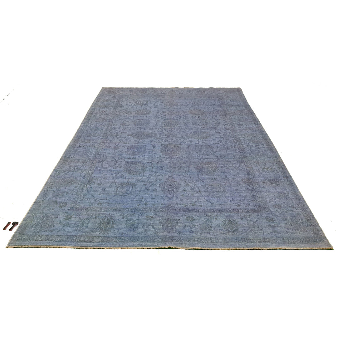 Hand Knotted Overdyed Area Rug in Blue