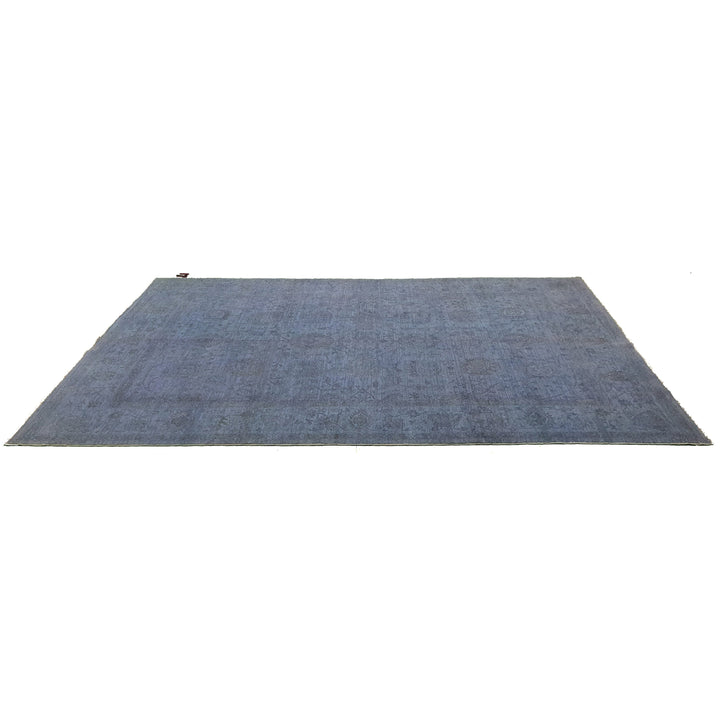 Hand Knotted Overdyed Area Rug in Blue