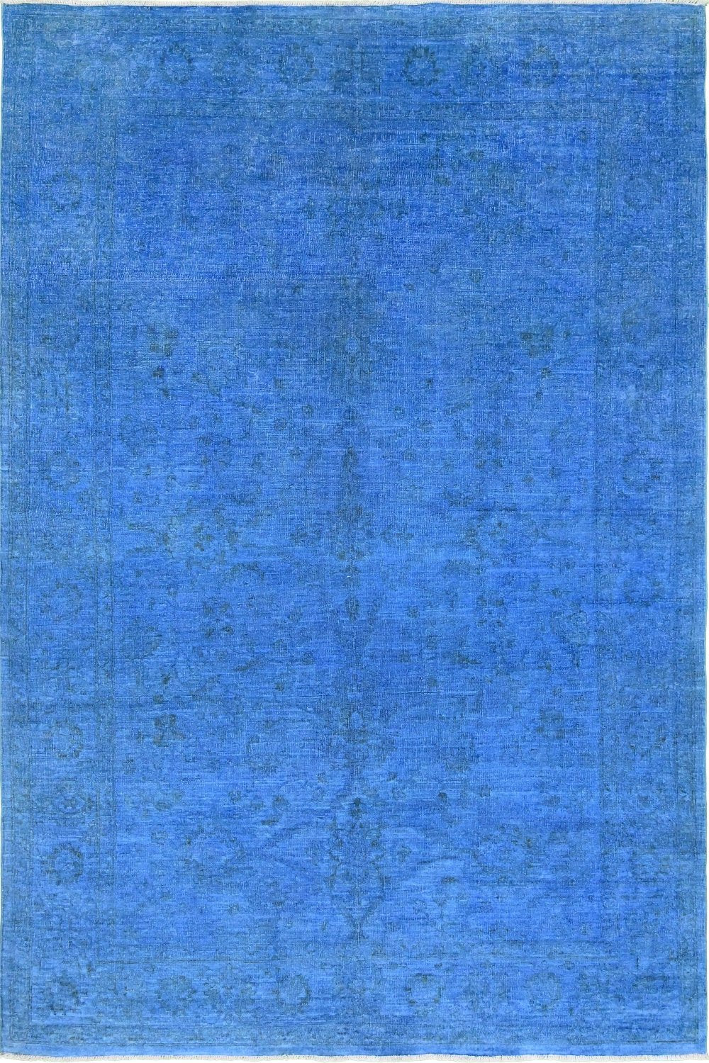 Hand Knotted Overdyed Area Rug in Blue 