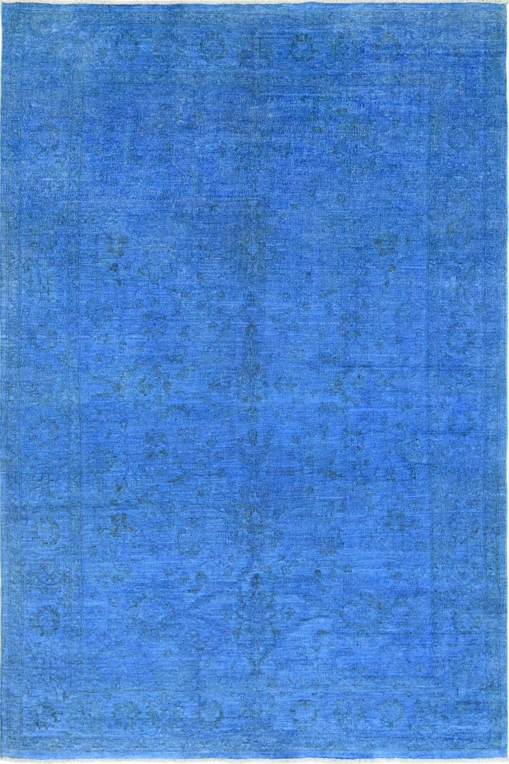 Hand Knotted Overdyed Area Rug in Blue 