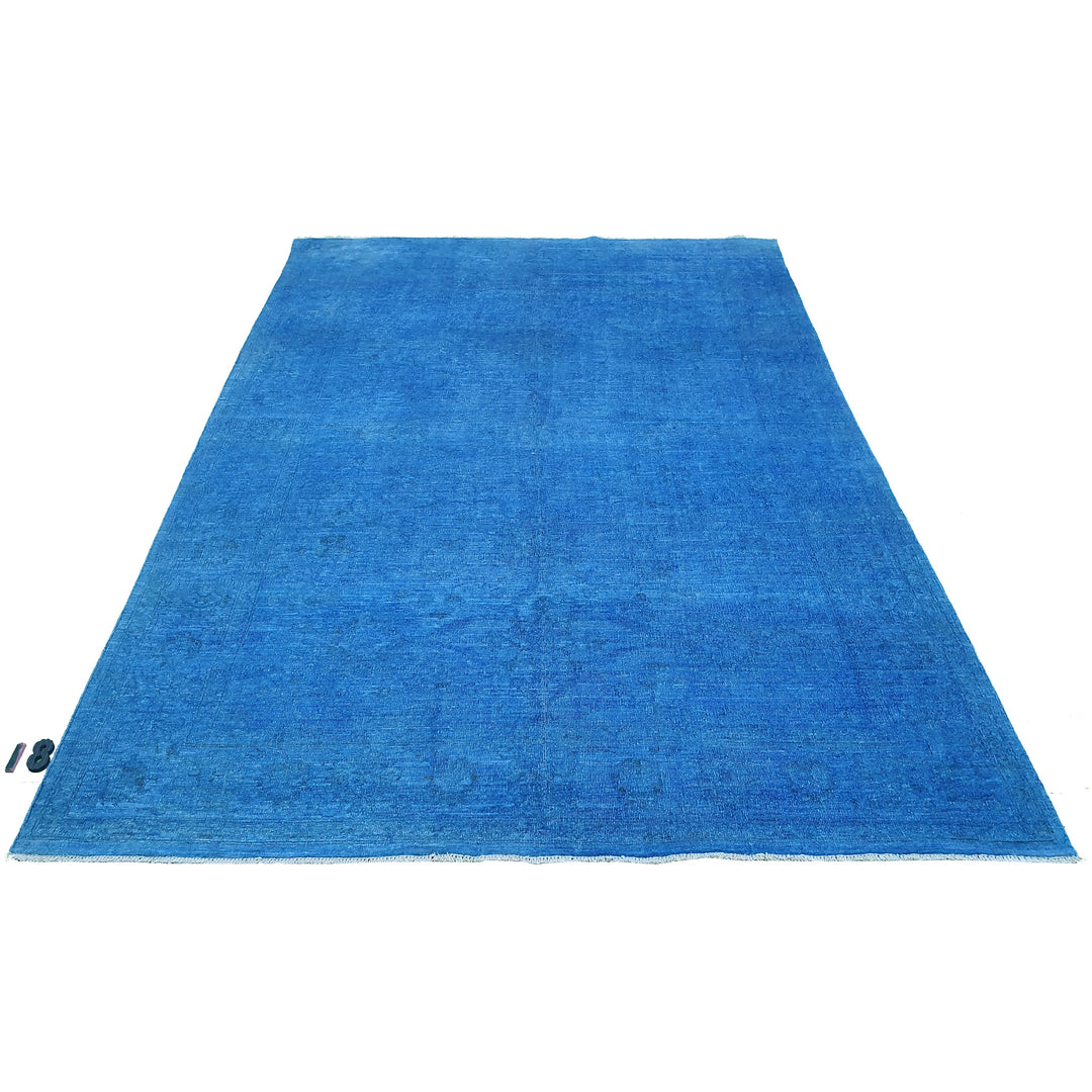 Hand Knotted Overdyed Area Rug in Blue 