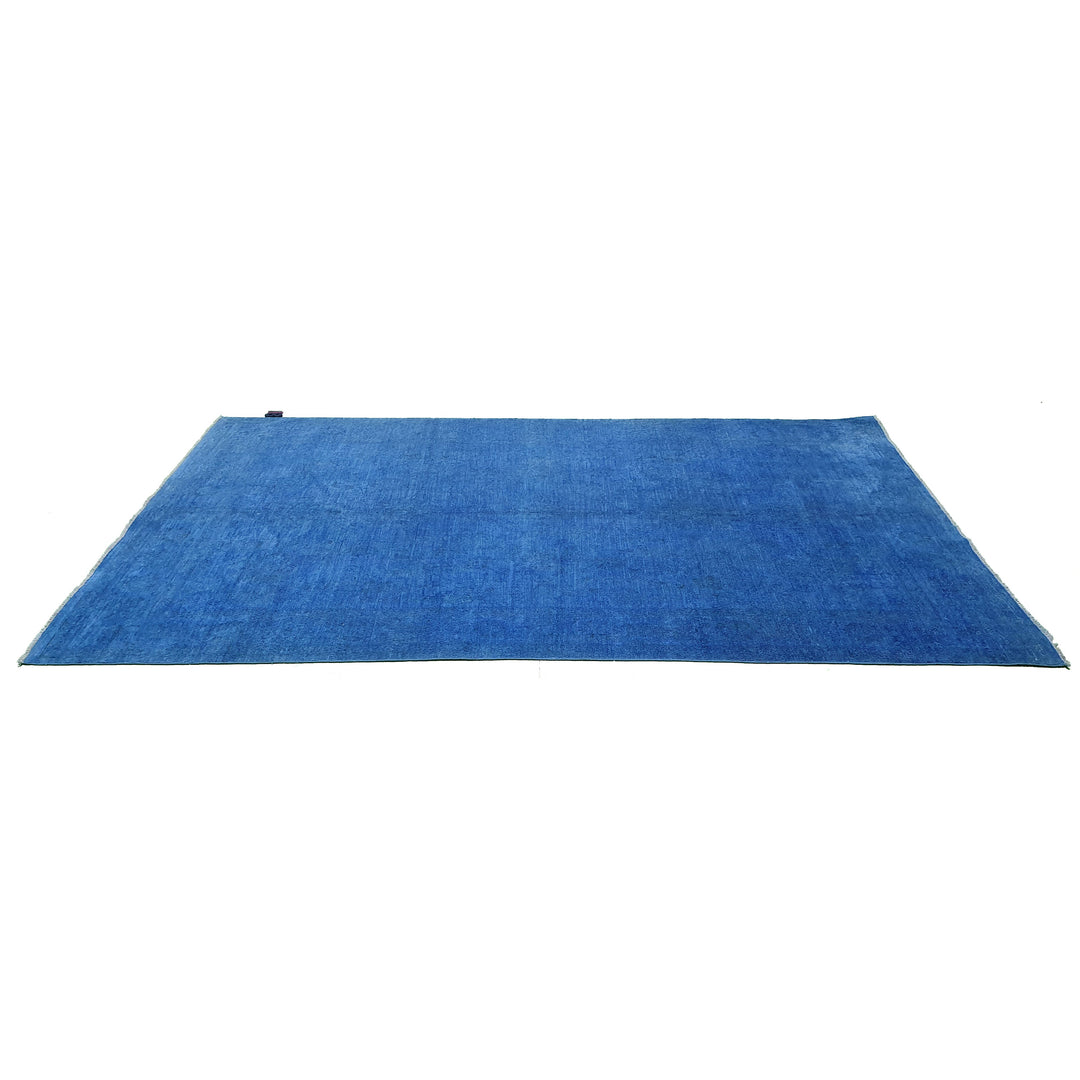 Hand Knotted Overdyed Area Rug in Blue 