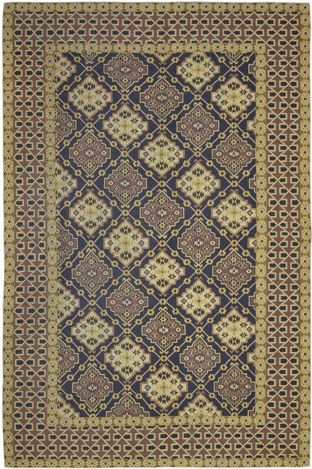 Indian Soumak Flatweave Rug in Brown 