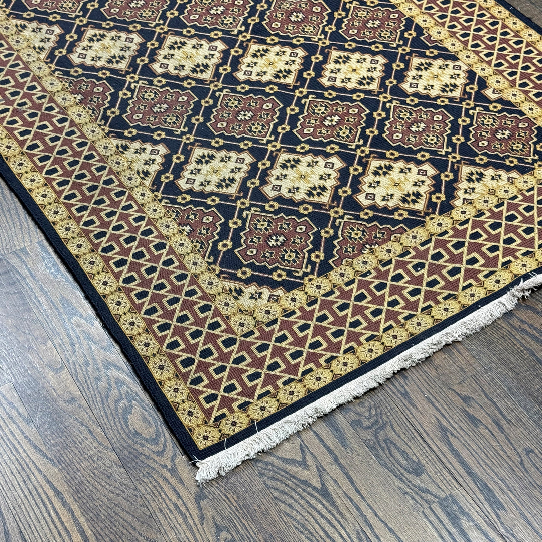 Indian Soumak Flatweave Rug in Brown 