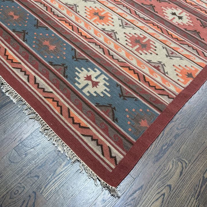 Indian Wool Dhurrie Rug in brown color 