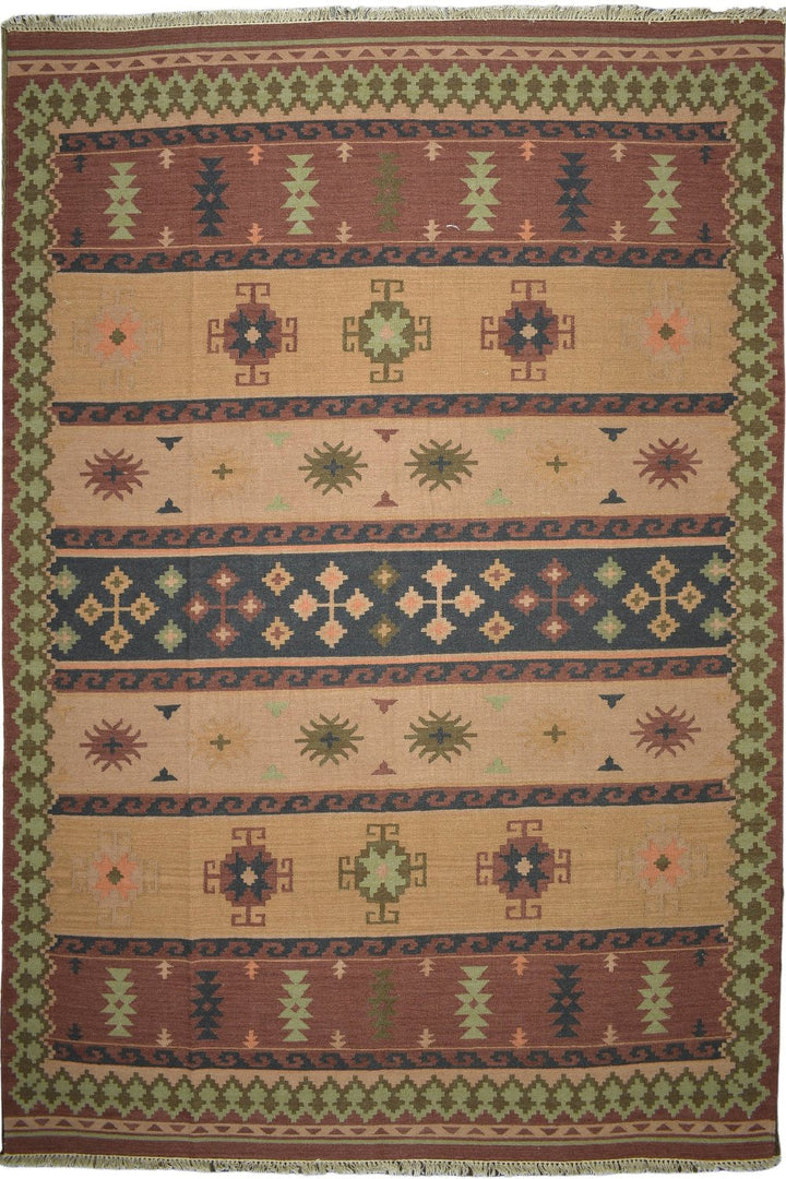 Indian Brown Woolen Dhurrie Rug