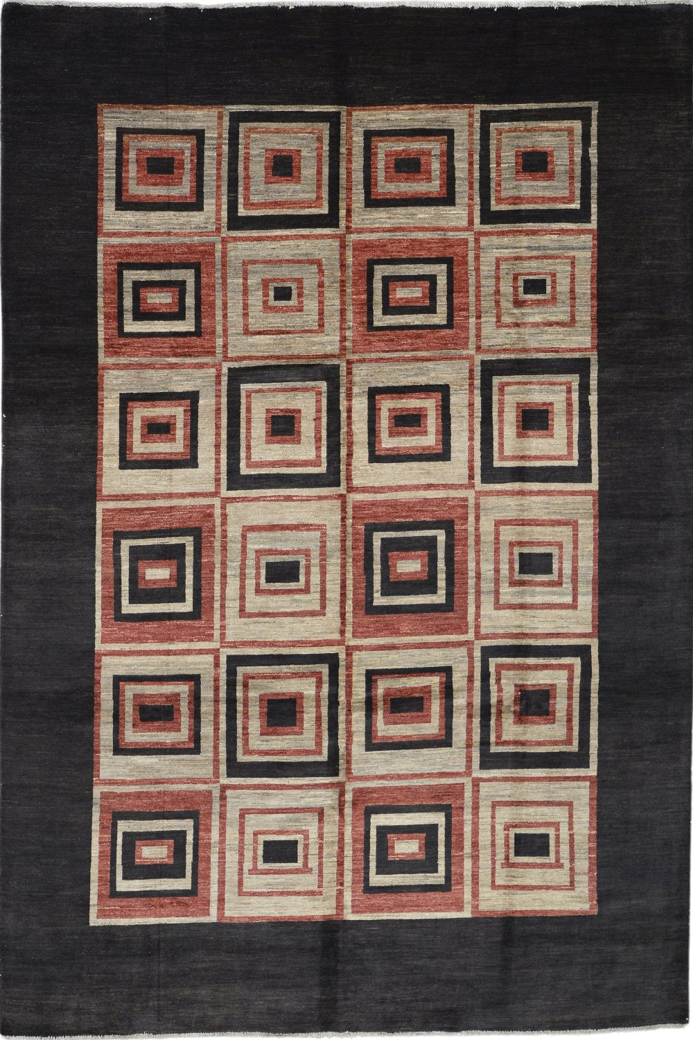 Handmade Modern Afghani Alycia Wool Rug in Brown