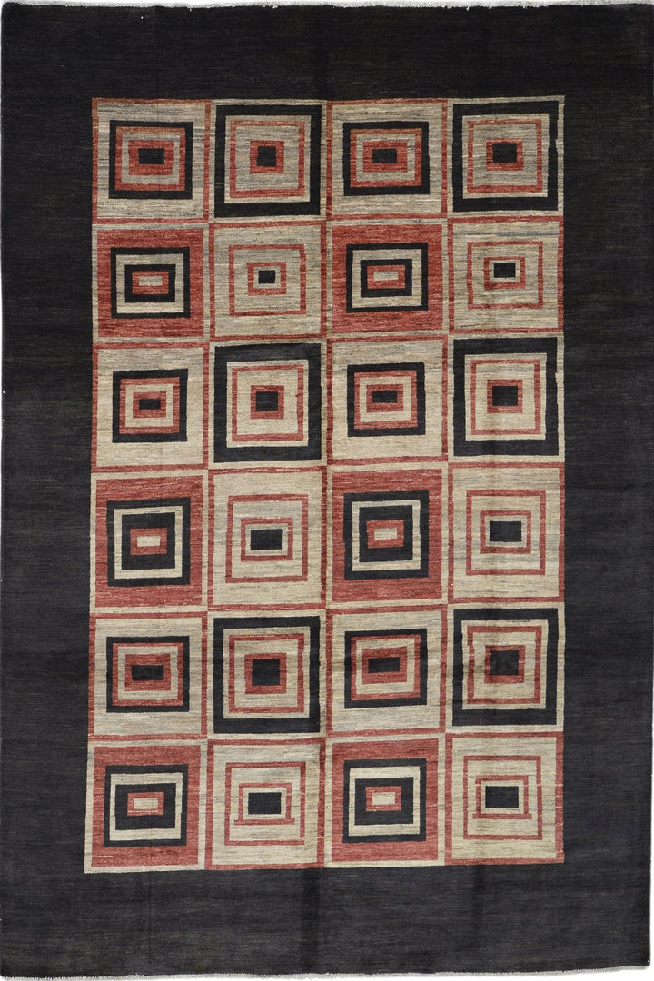 Handmade Modern Afghani Alycia Wool Rug in Brown