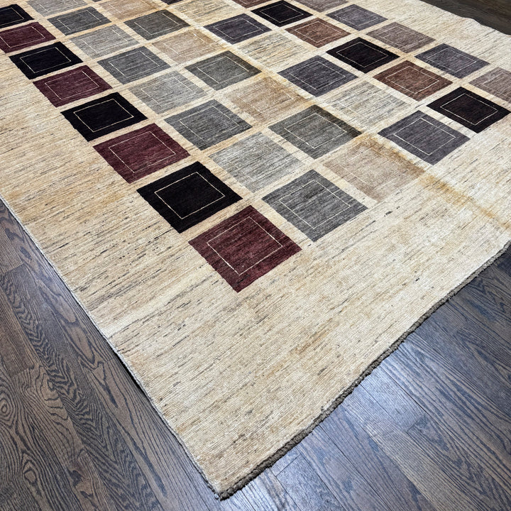 Handmade Modern Afghani Wool Rug in Biege 