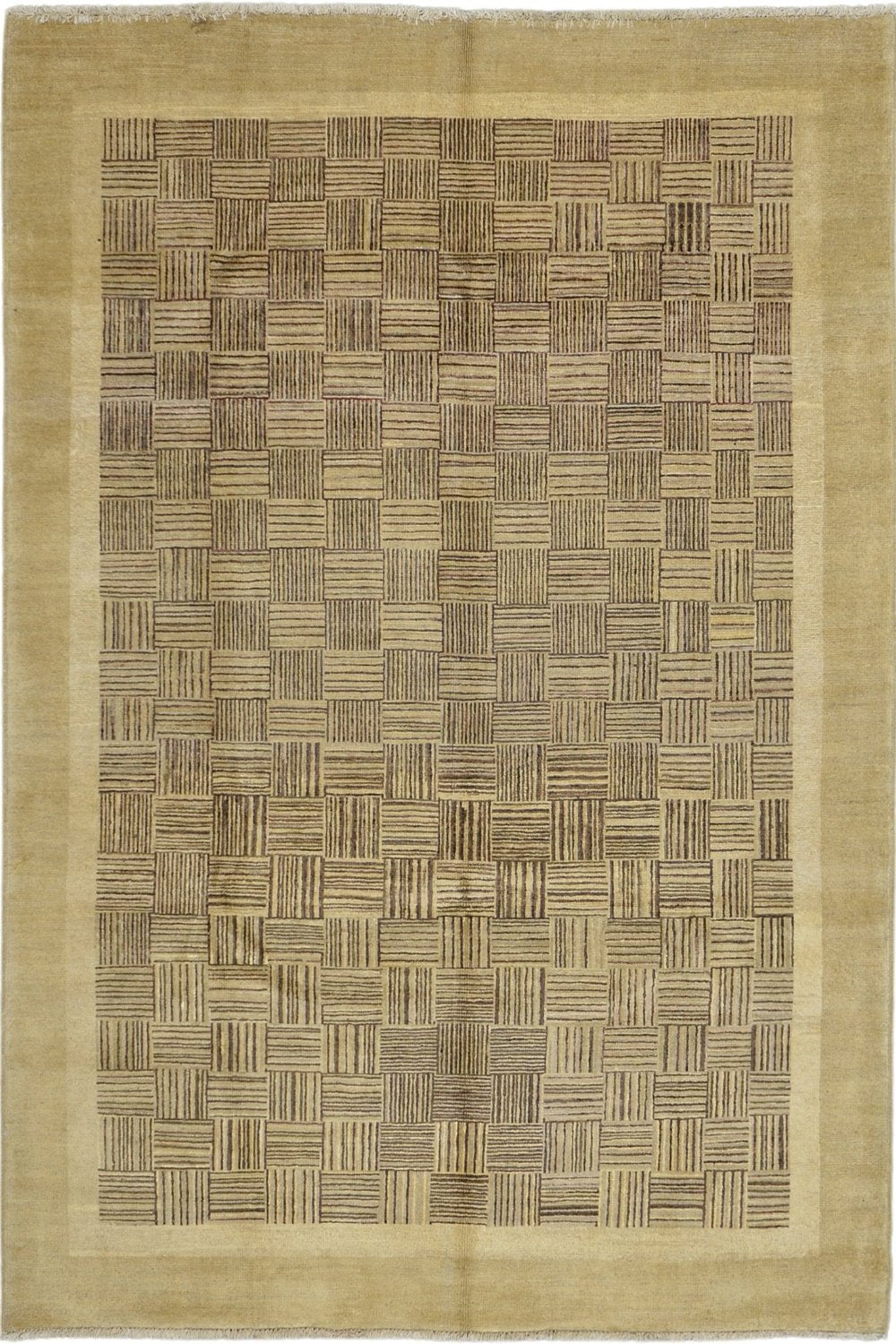 Handmade Modern Afghani Wool Rug in beige 