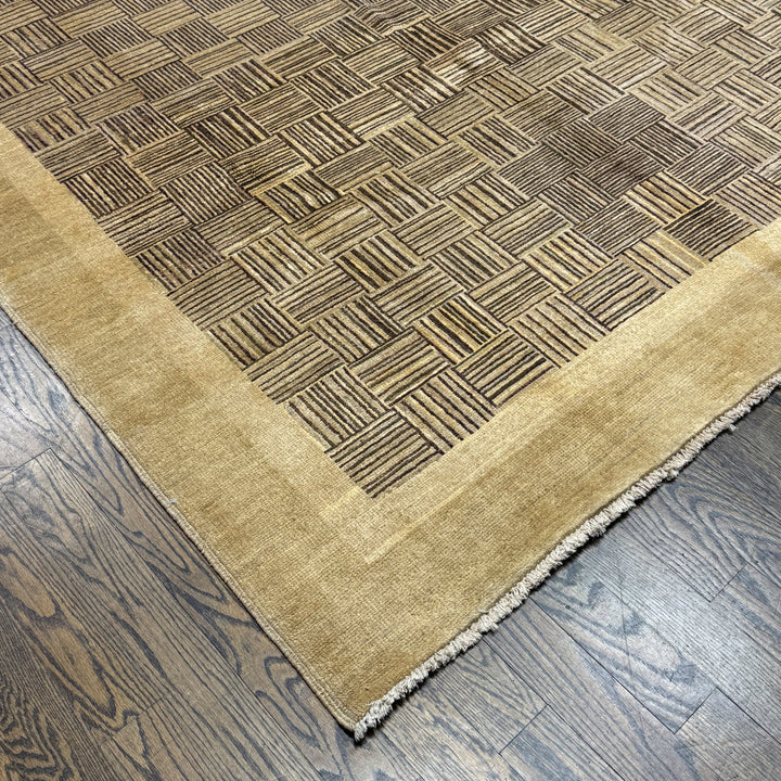 Handmade Modern Afghani Wool Rug in beige 