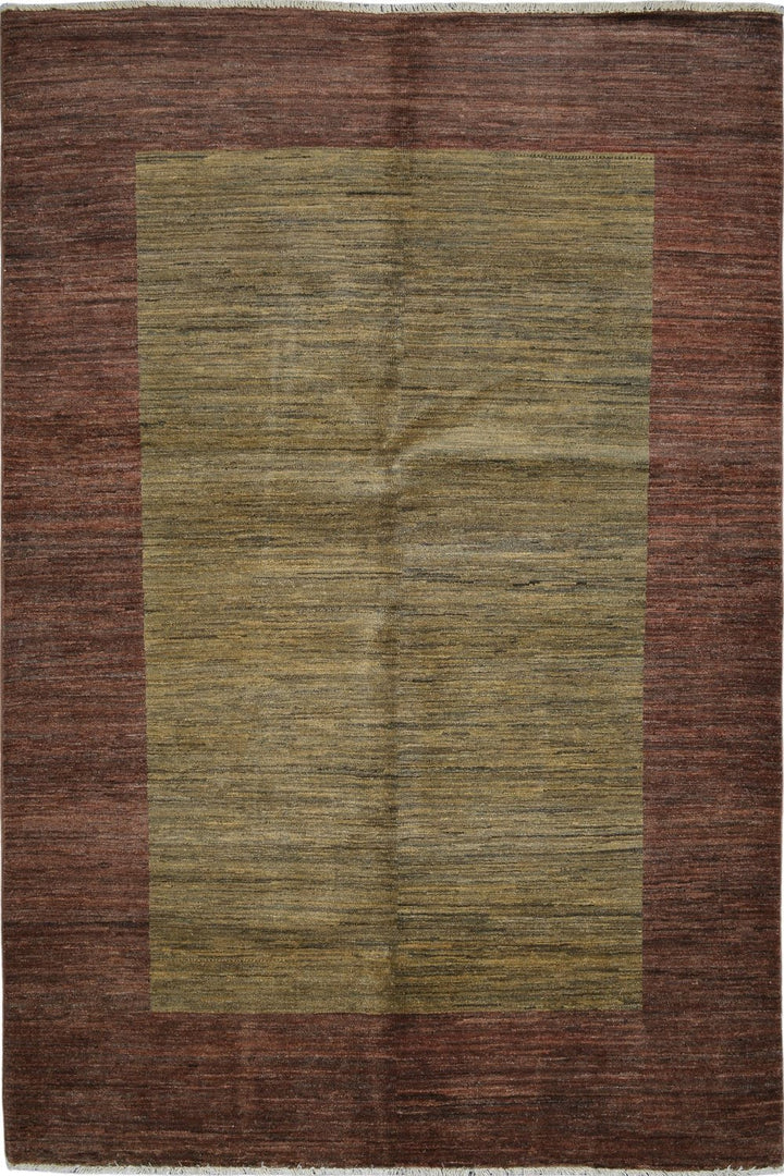 Handmade Modern Afghani Wool Rug in Brown