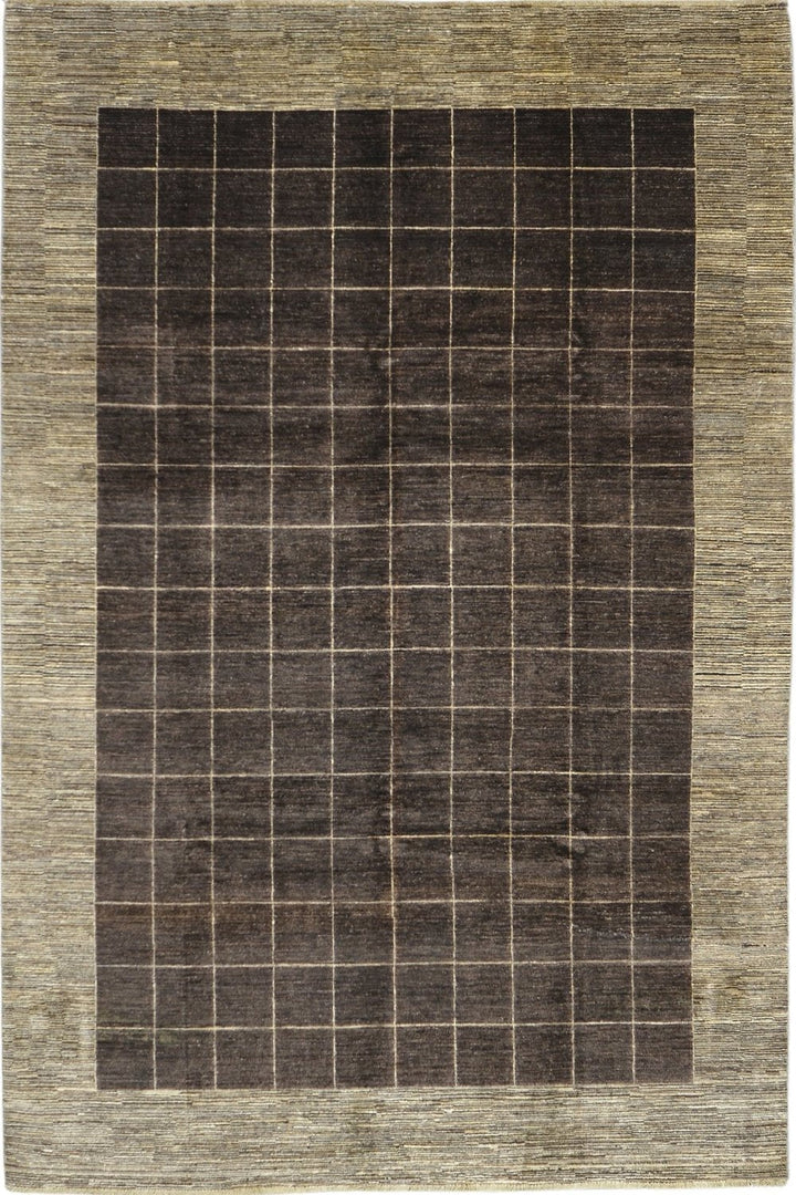 Handmade Modern Afghani Wool Rug in Brown