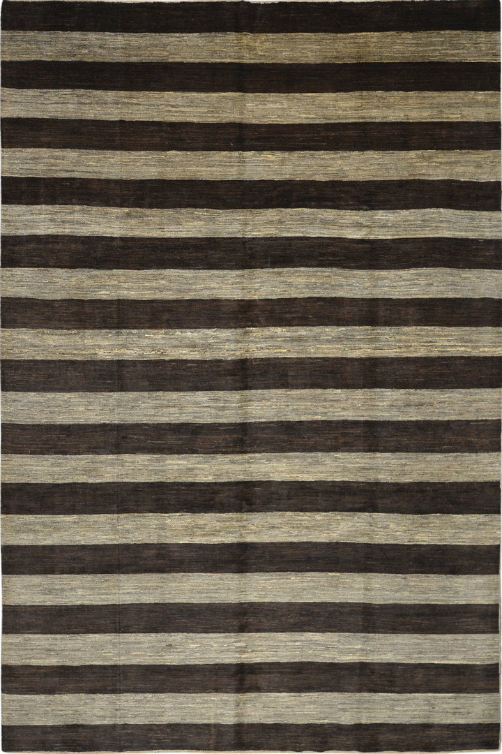 Handmade Modern Afghani Wool Rug in Brown 