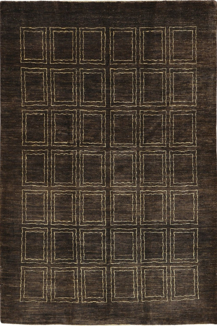 Handmade Modern Afghani Wool Rug in Brown 