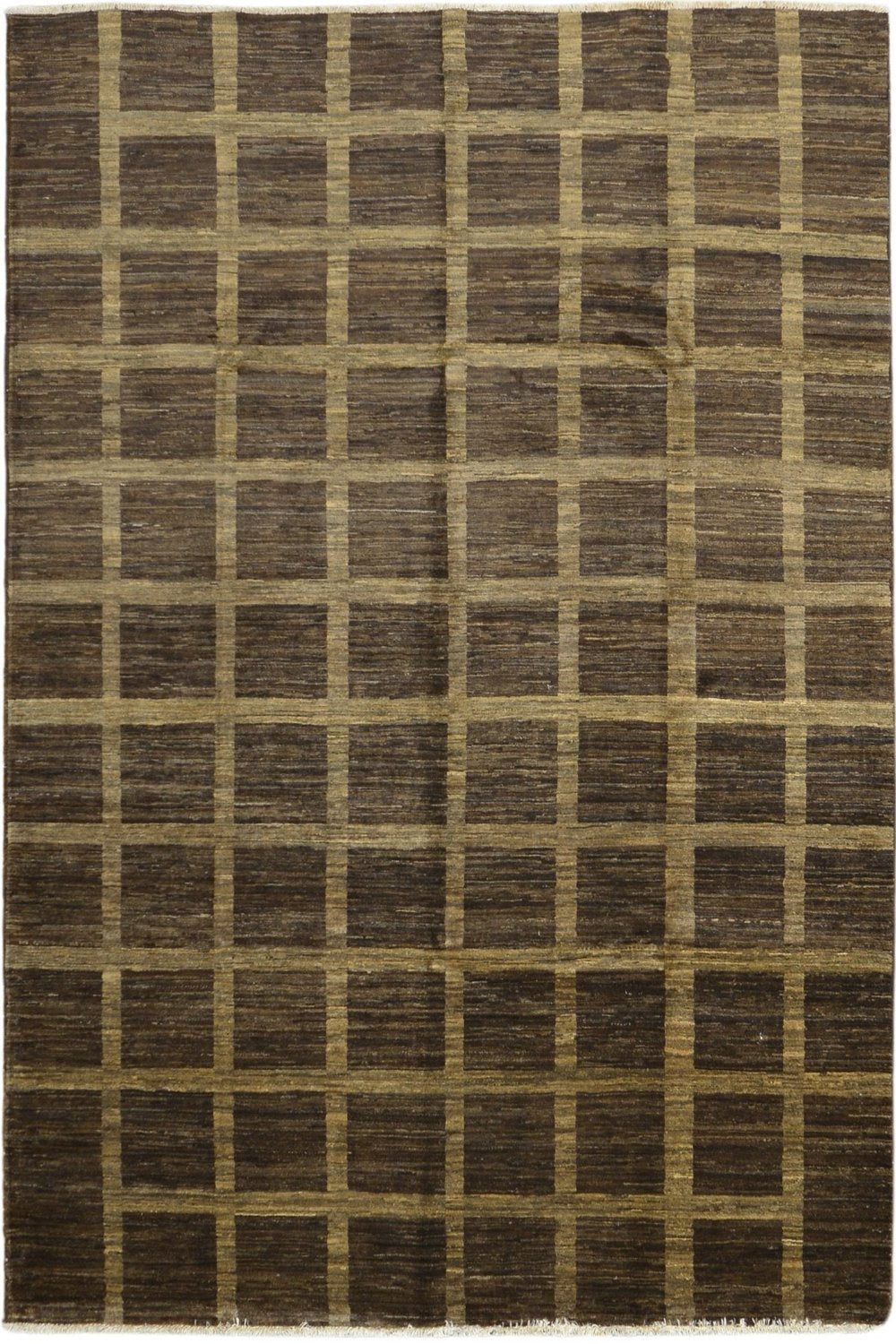 Handmade Modern Afghani Wool Rug in Brown 