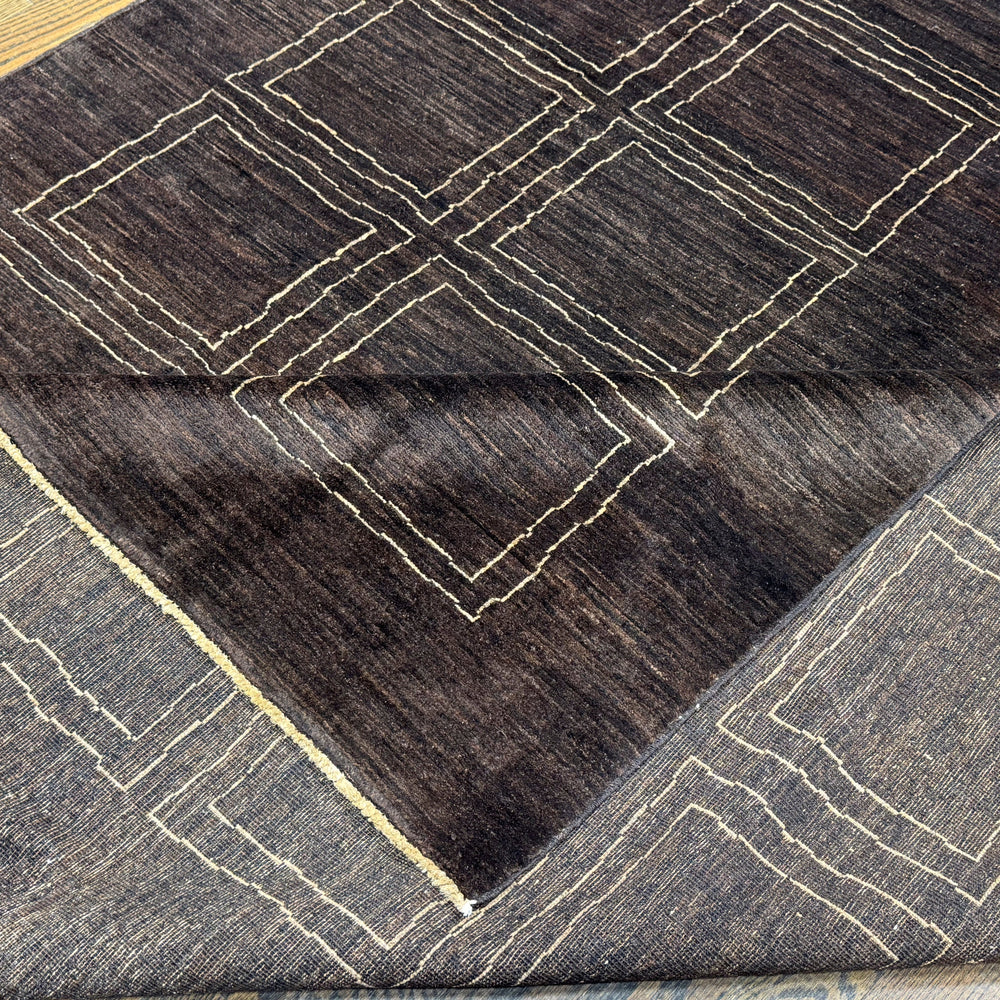 Handmade Modern Afghani Wool Rug in Brown