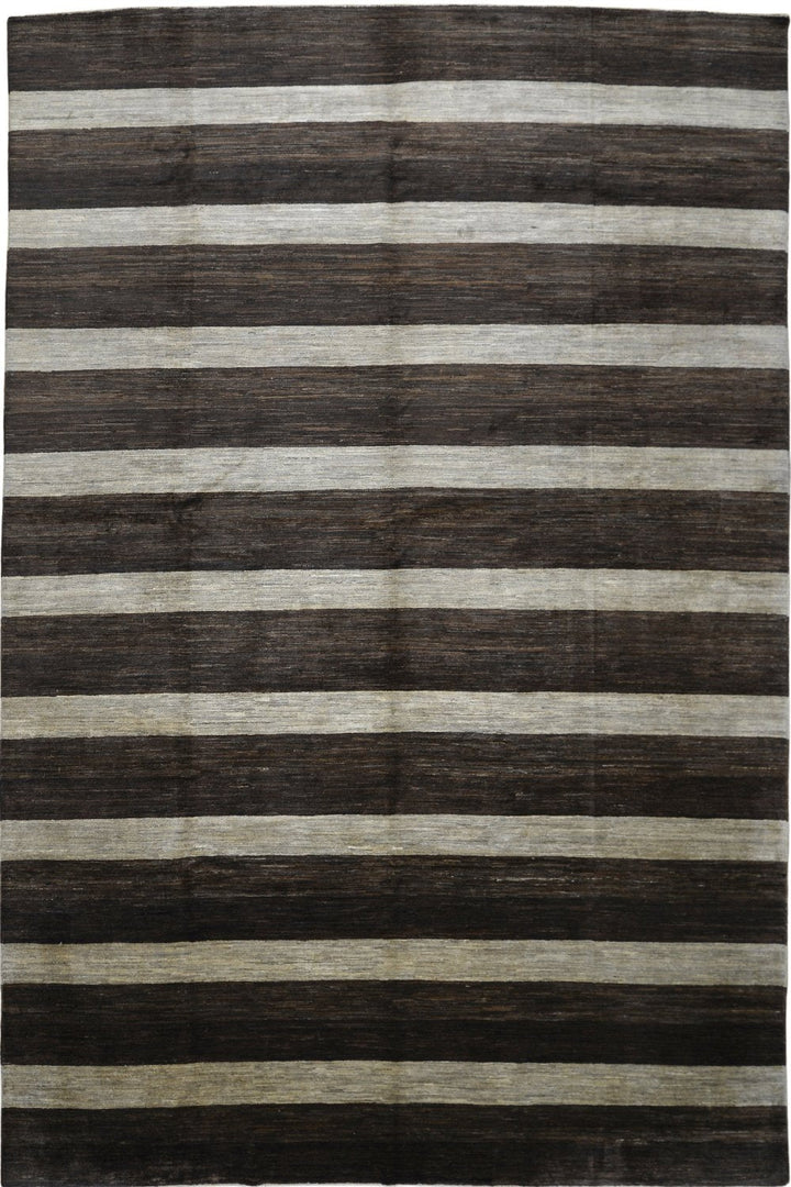 Handmade Modern Afghani Wool Rug in Brown 