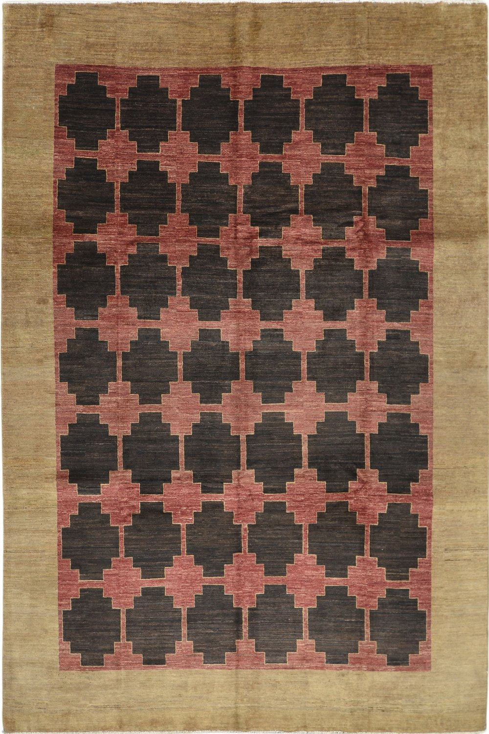 Handmade Modern Afghani Wool Rug in brown 