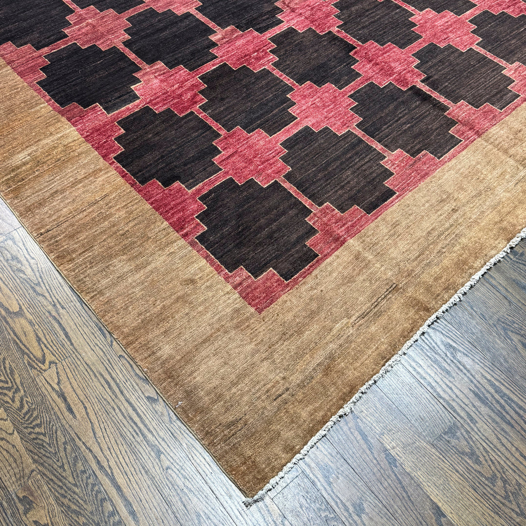 Handmade Modern Afghani Wool Rug in brown 