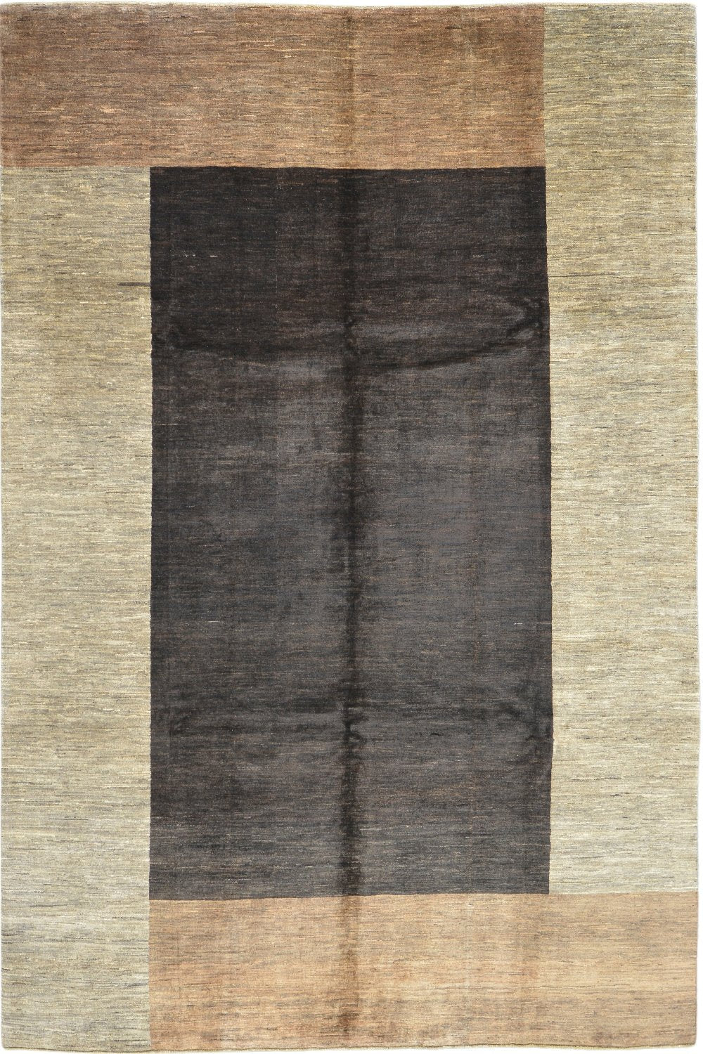 Handmade Modern Afghani Wool Rug in beige and brown 