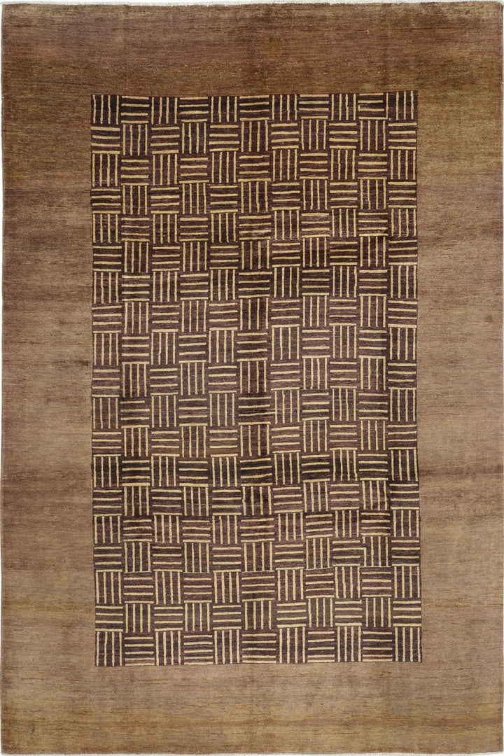 Handmade Modern Afghani Wool Rug in brown