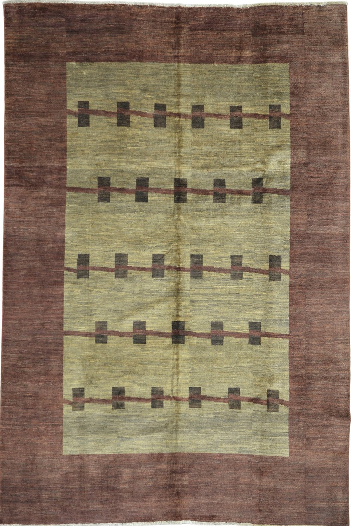 Handmade Modern Afghani Wool Rug in Brown 