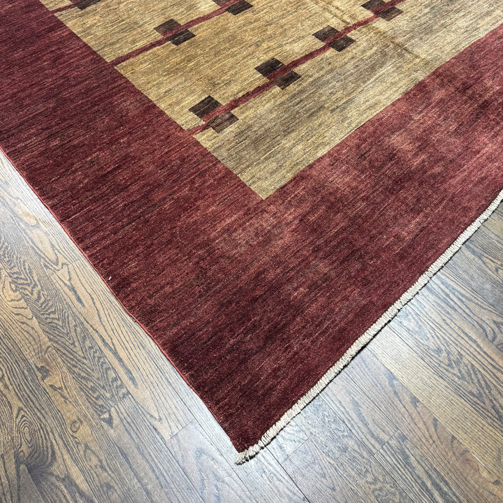 Handmade Modern Afghani Wool Rug in Brown 