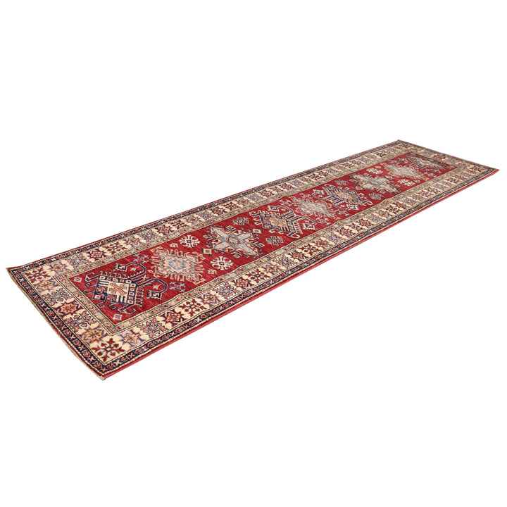 Hand Knotted Kazak Runner in Red 