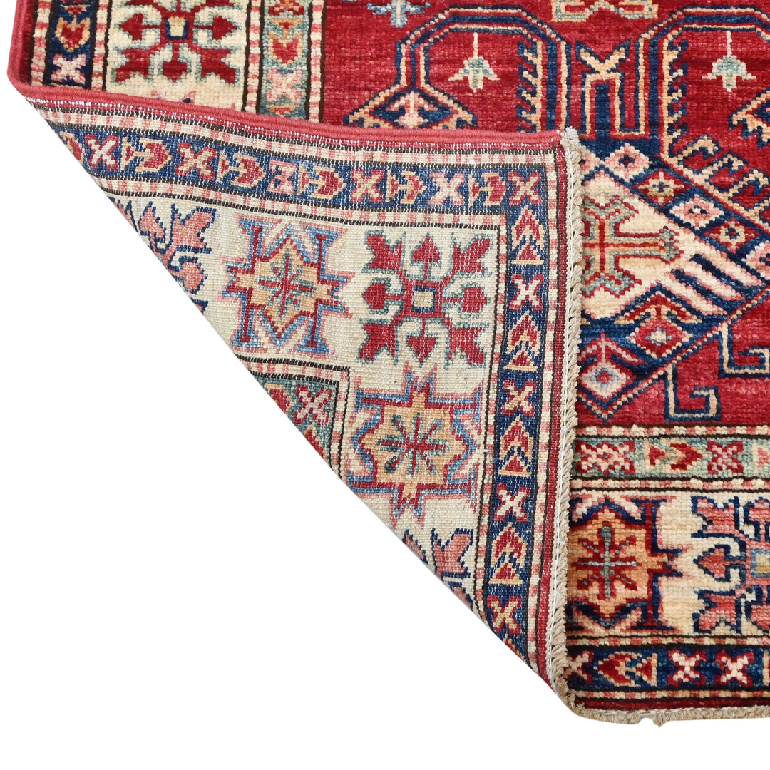 Hand Knotted Kazak Runner in Red 