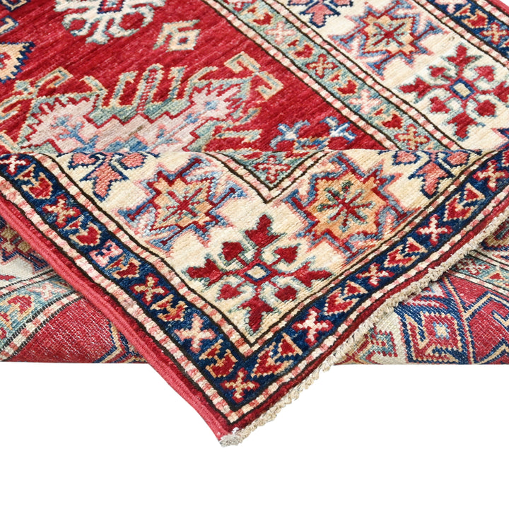 Hand Knotted Kazak Runner in Red 