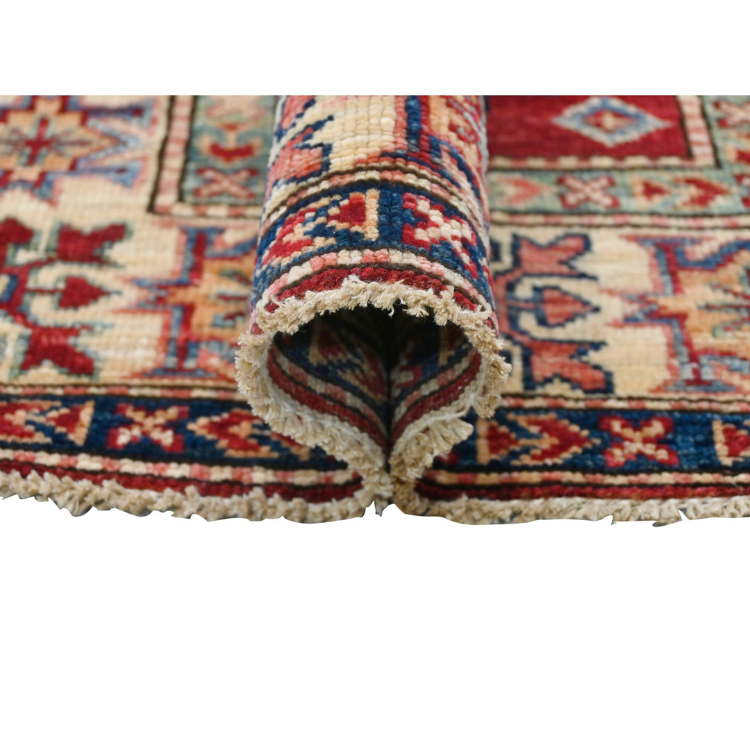 Hand Knotted Kazak Runner in Red 