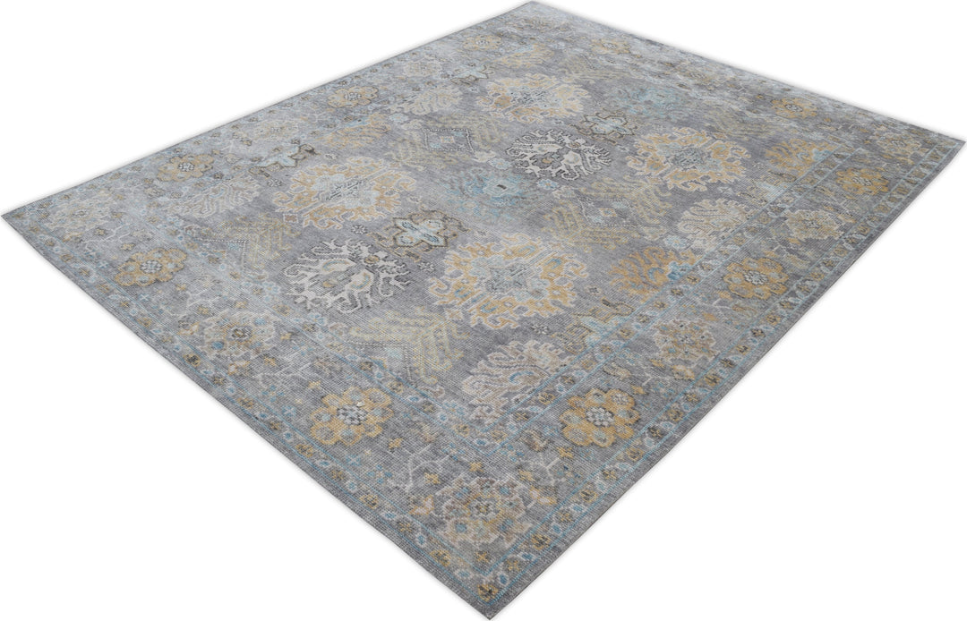 Hand Knotted Decorative Area Rug in gray