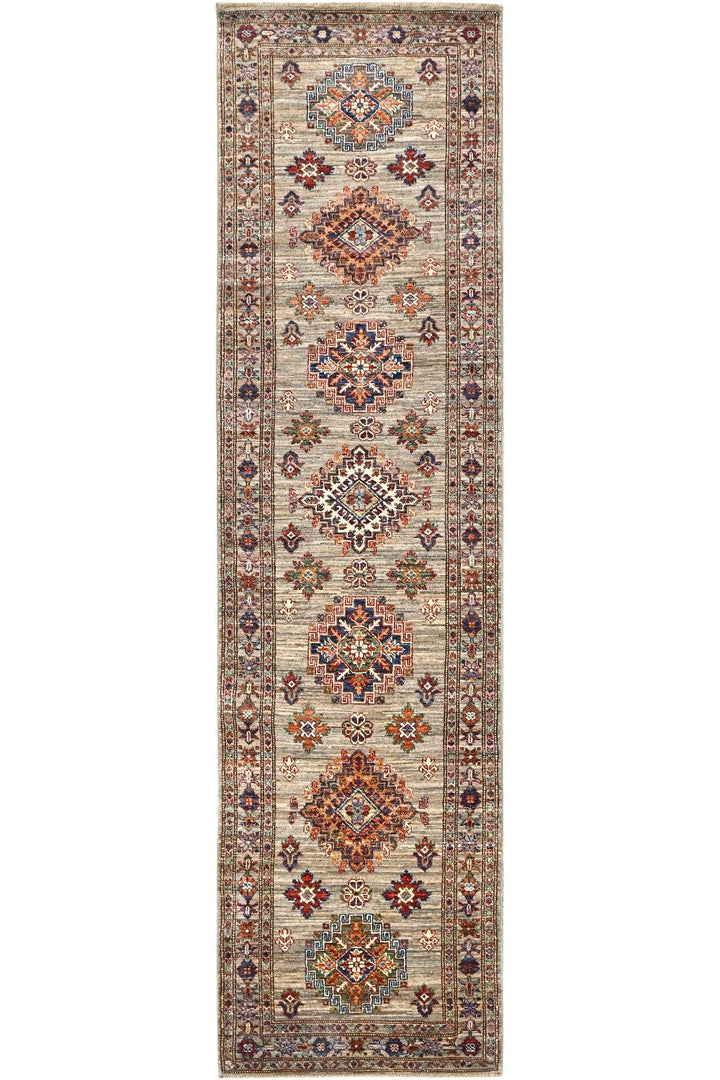 Hand Knotted Kazak Runner at Beige 