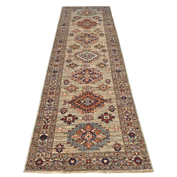 Hand Knotted Kazak Runner at Beige 