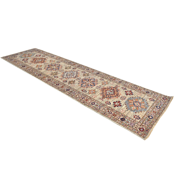 Hand Knotted Kazak Runner at Beige 