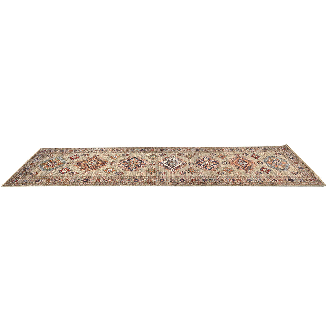 Hand Knotted Kazak Runner at Beige 