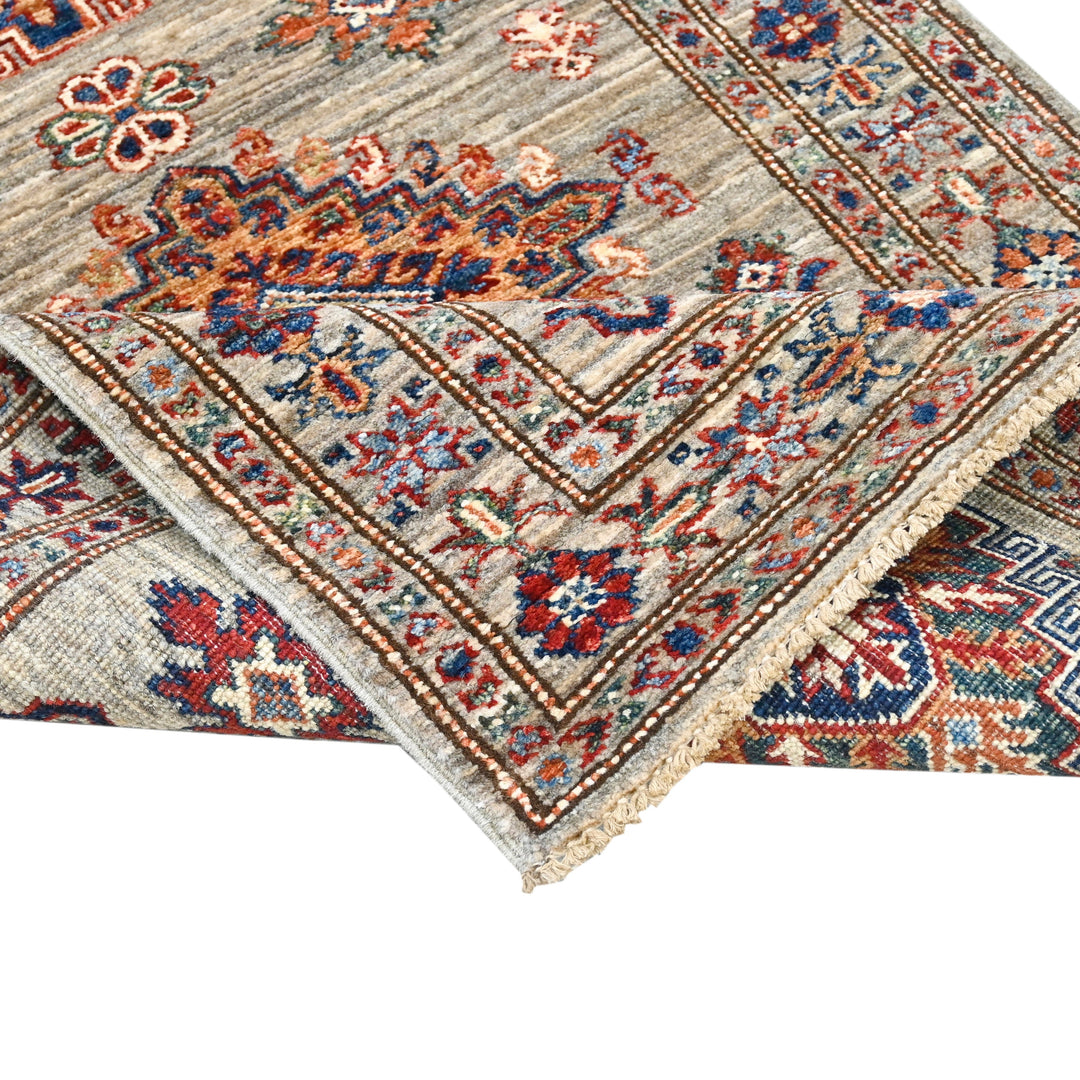 Hand Knotted Kazak Runner at Beige 