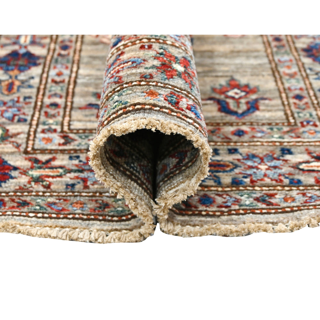 Hand Knotted Kazak Runner at Beige 