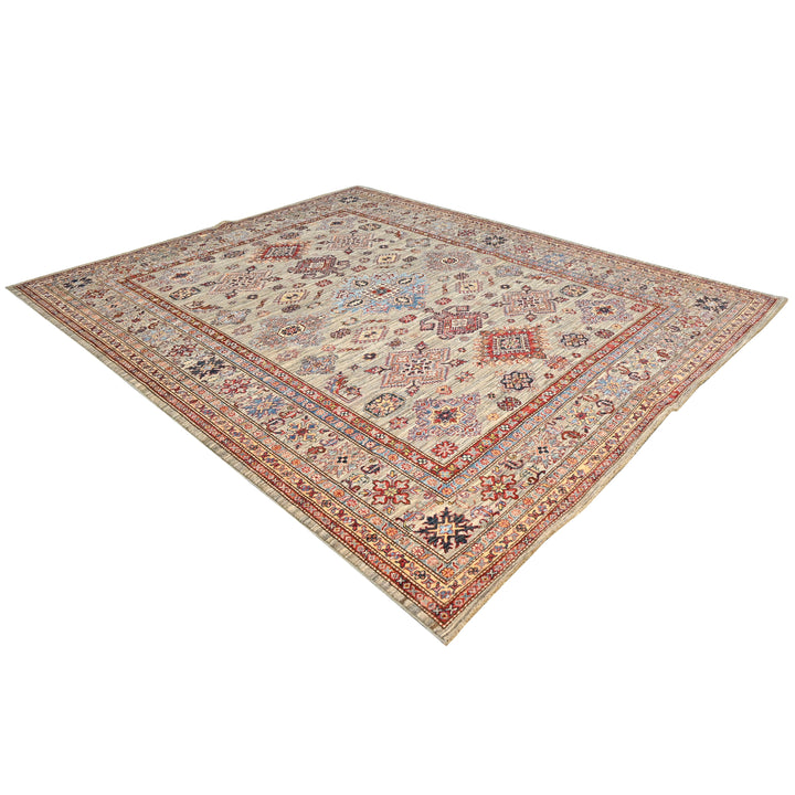 Hand Knotted Kazak Area Rug in Beige 