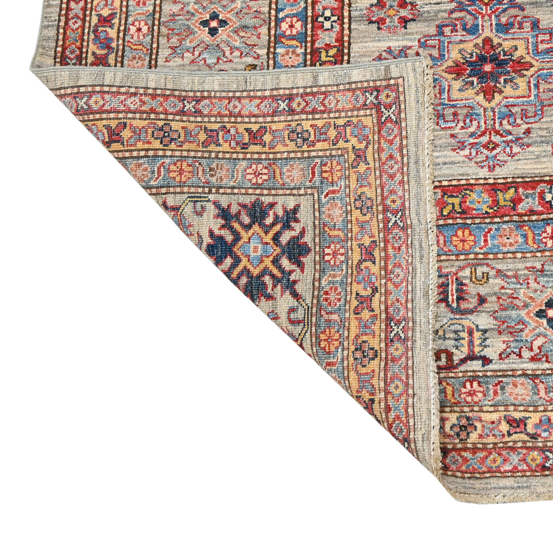 Hand Knotted Kazak Area Rug in Beige 