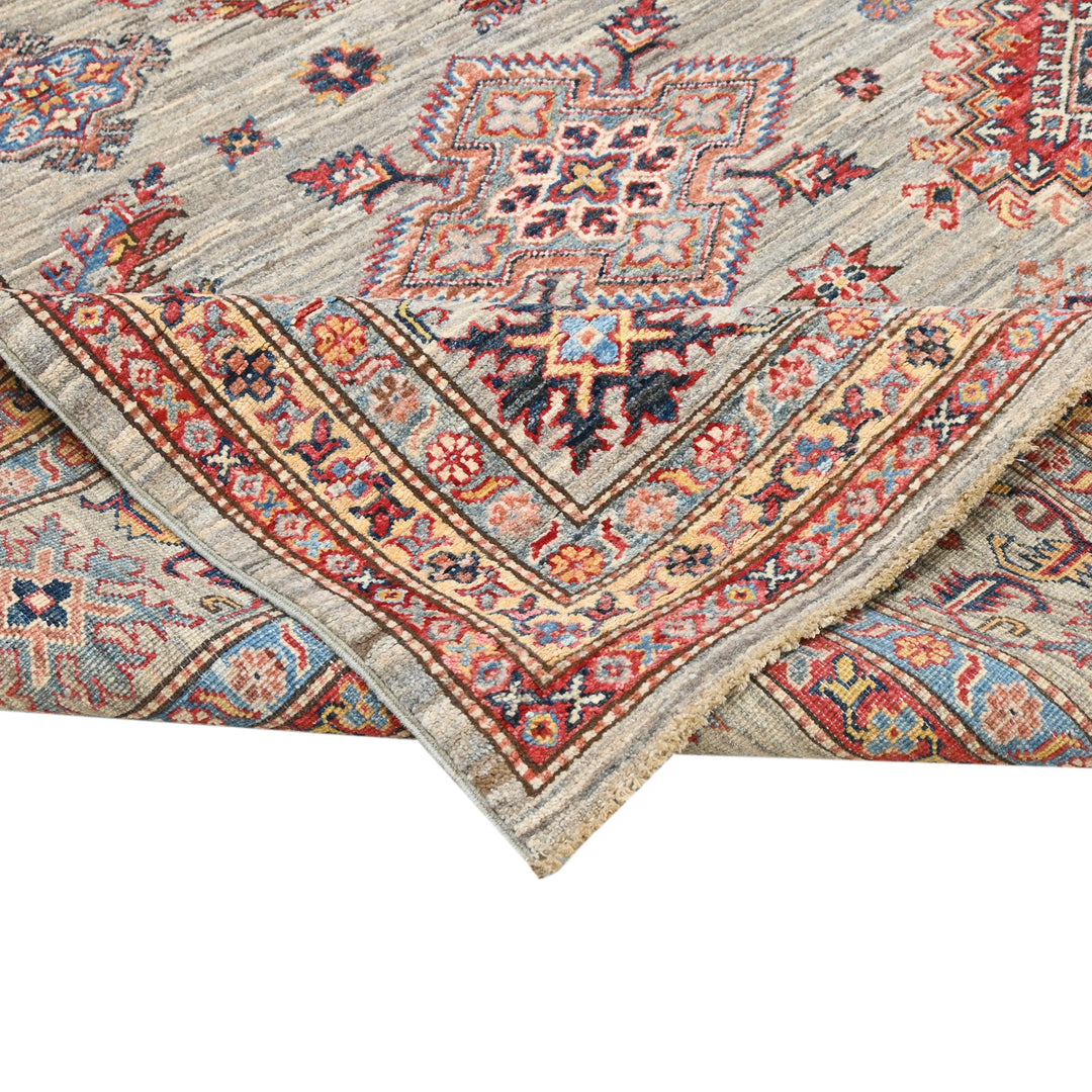 Hand Knotted Kazak Area Rug in Beige 