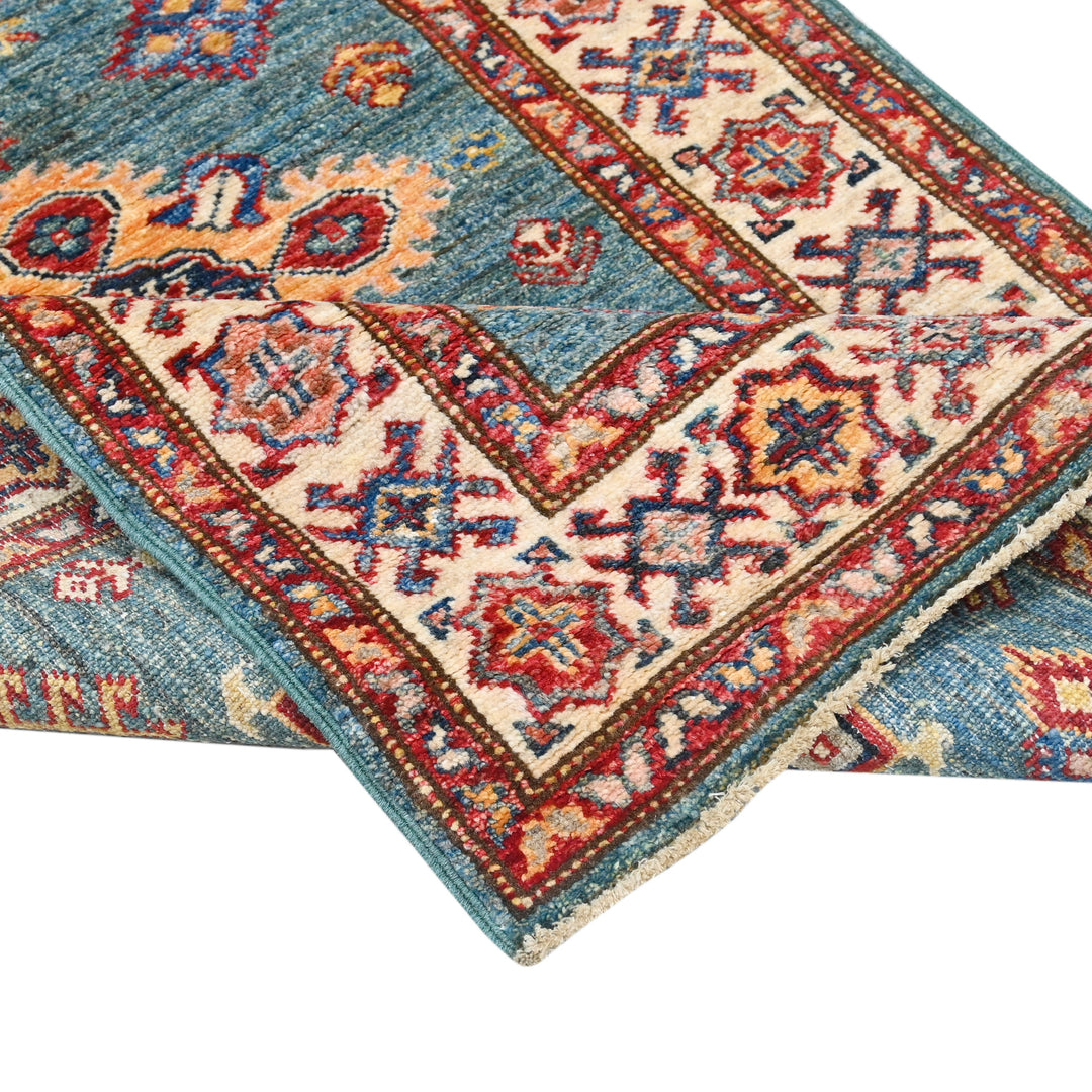 Hand Knotted Kazak Runner in Red 