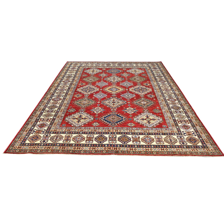 Hand Knotted Kazak Area Rug in red 