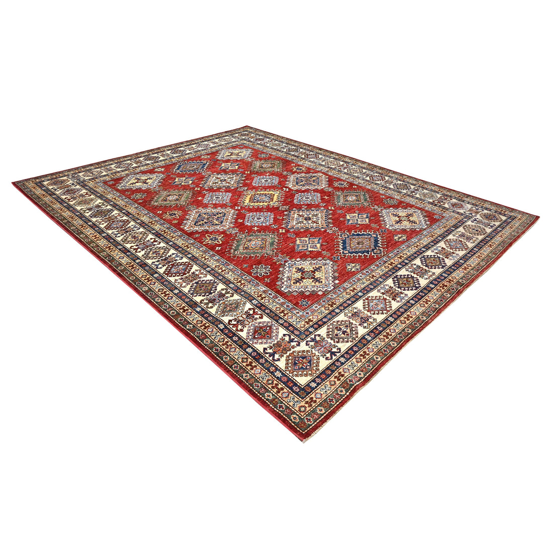 Hand Knotted Kazak Area Rug in red 