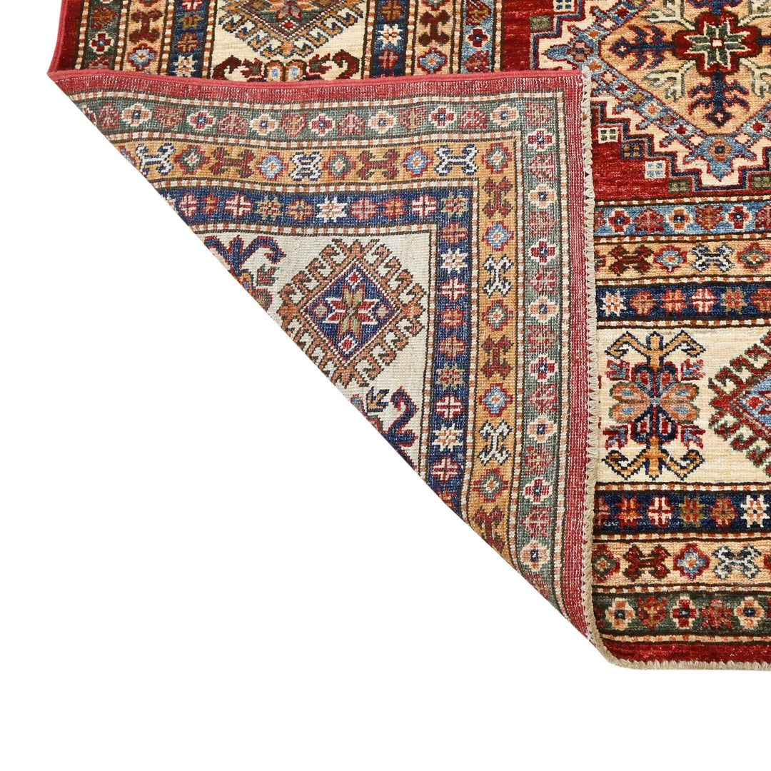 Hand Knotted Kazak Area Rug in red 