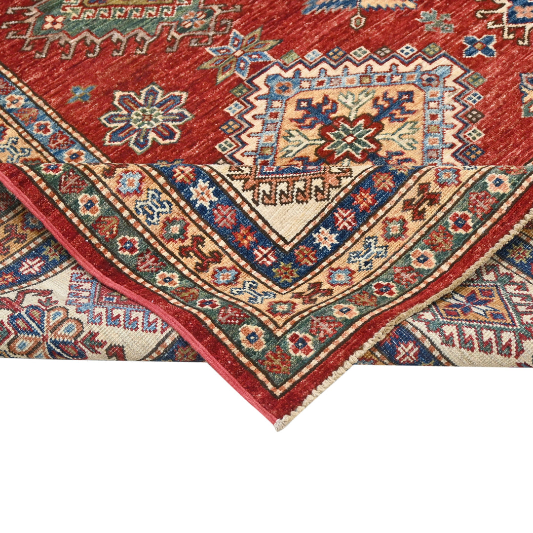 Hand Knotted Kazak Area Rug in red 